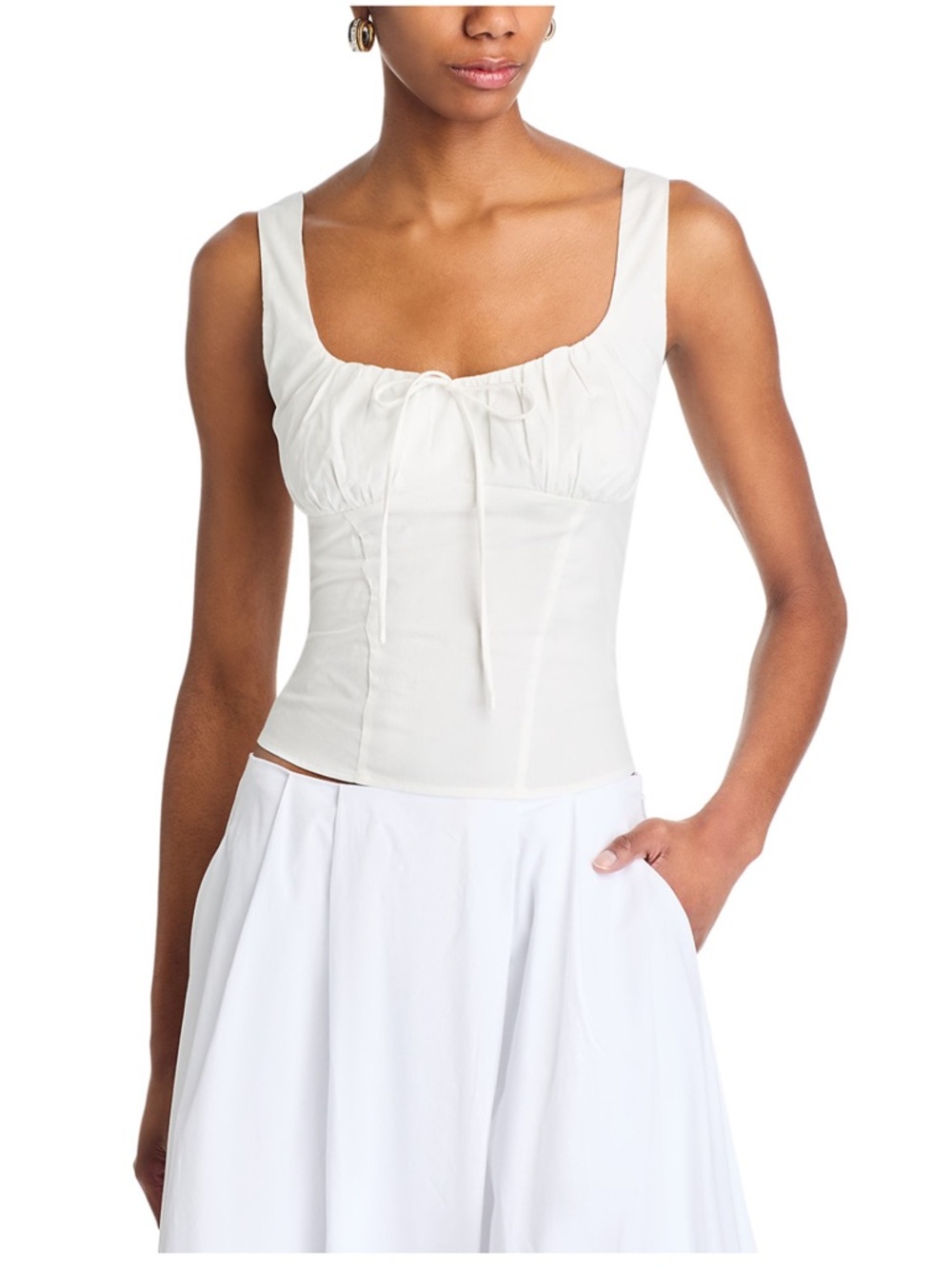 Lucy Paris Ivory Corset Poplin Tank Top
